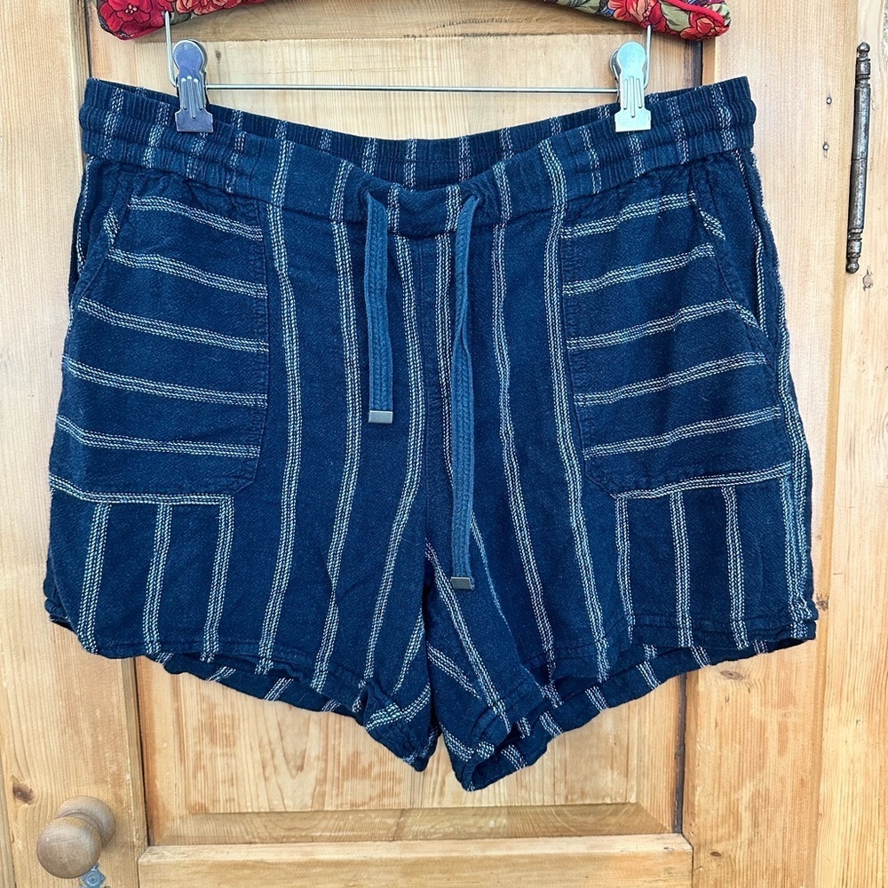 Style & Co Linen Blend Shorts Navy & White Size 14W